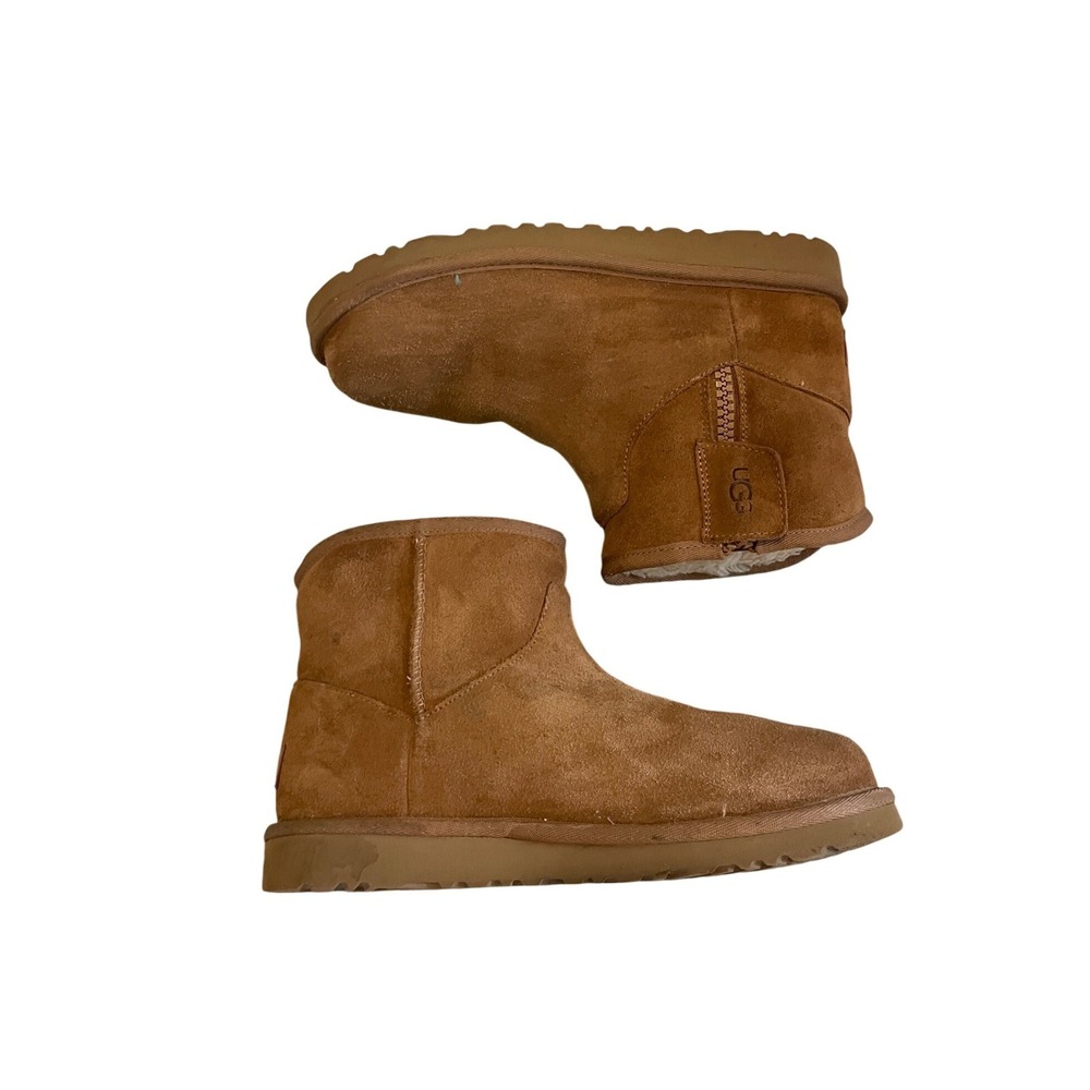 UGG Classic Mini Side Zip Boots Chestnut Brown Suede Size 5